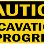 Excavation warning sign board