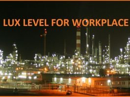 lUX LEVEL FOR WORKPLACE