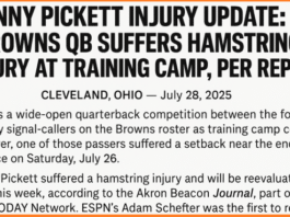 Kenny Pickett Injury Update Browns QB Suffers Hamstring Injury at Training Camp, Per Report