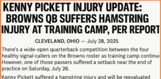 Kenny Pickett Injury Update Browns QB Suffers Hamstring Injury at Training Camp, Per Report