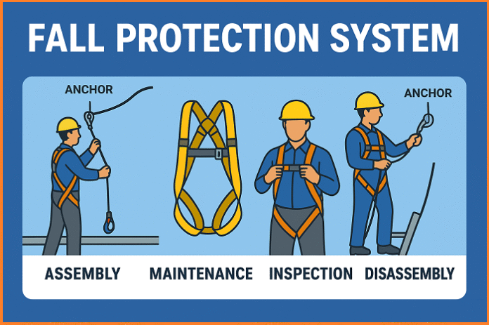 Fall protection system Assembly, Maintenance, Inspection and Diaassembly Correct Procedure for Assembly, Maintenance, Inspection, and Disassembly of Fall Protection Systems